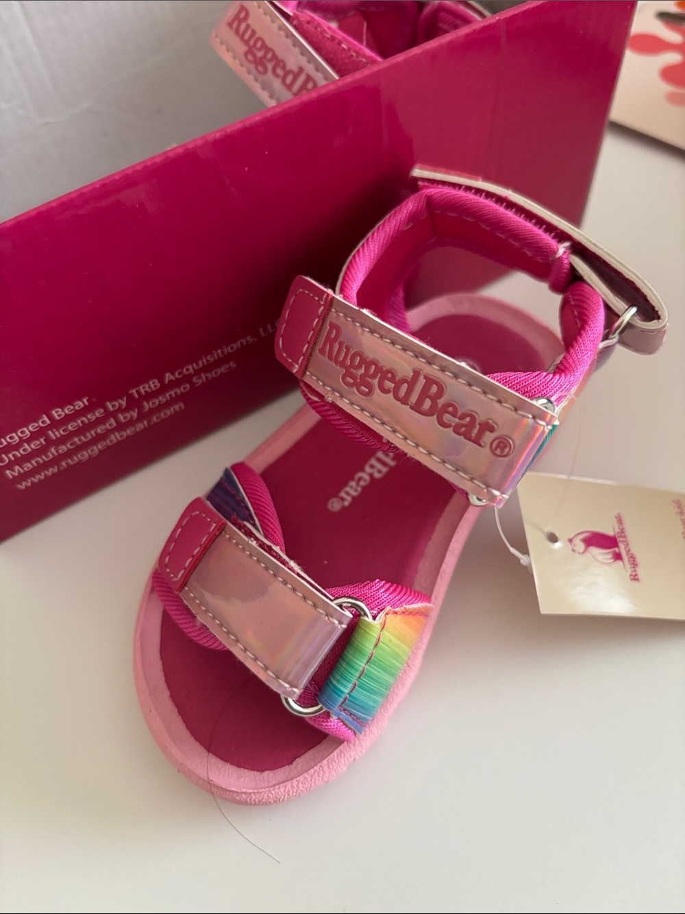 Girls' Pink Rainbow Strap Sandals - Kids